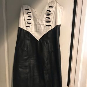 Real Leather dress sweetheart strapless